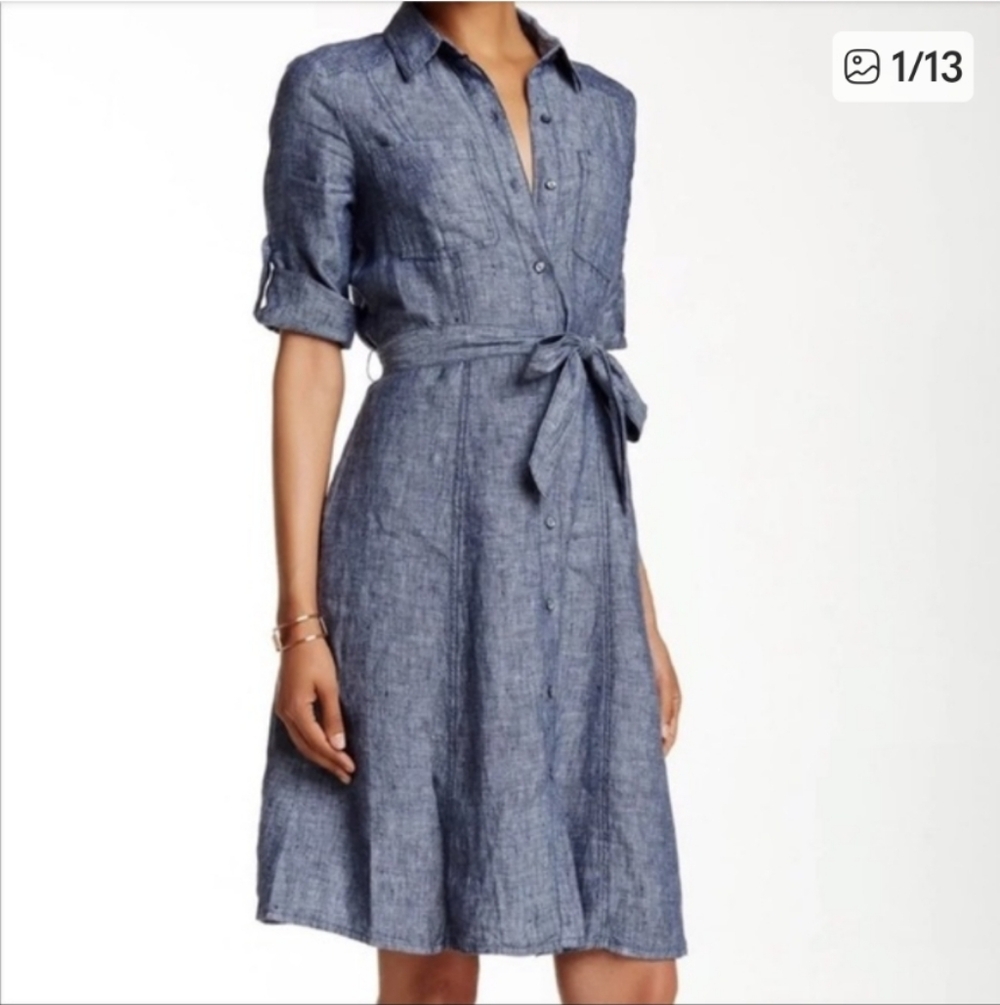 Like New Max studio Linen Shirt Dress sz L